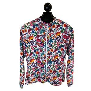 Caribbean Joe Floral Full Zip Rash Guard Long Sleeve Swim Shirt XL Multi Color